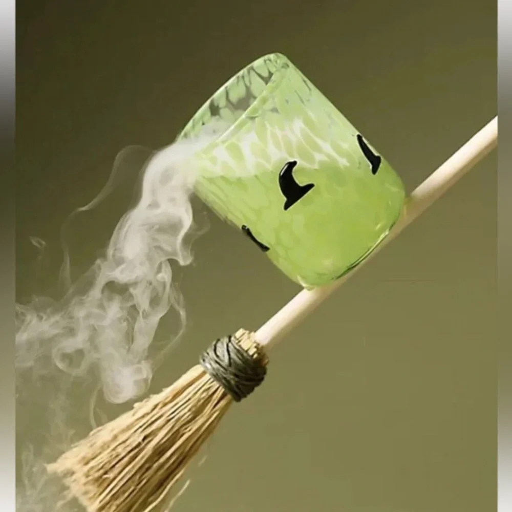 Anthro Green Witch Hat Icon Glass